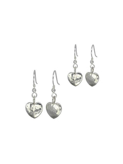 Hammered Heart Drop Earrings Earrings Pruden and Smith 8mm  