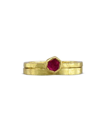 Rough Cut Ruby Yellow Gold Set Ring Pruden and Smith   