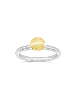 Pebble Silver and Yellow Gold Stacking Ring Ring Pruden and Smith Round  