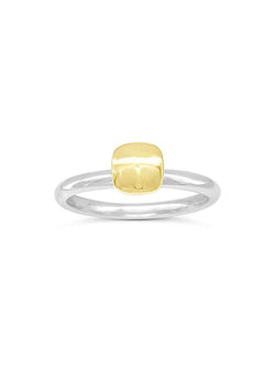 Pebble Silver and Yellow Gold Stacking Ring Ring Pruden and Smith Square  