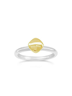 Pebble Silver and Yellow Gold Stacking Ring Ring Pruden and Smith Diamond  