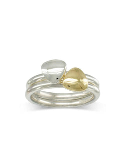 Pebble Silver and Yellow Gold Stacking Ring Ring Pruden and Smith   