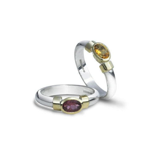 Shoulder Silver and 18ct Yellow Gold Gemstone Ring Ring Pruden and Smith Citrine (Pale Orange)  