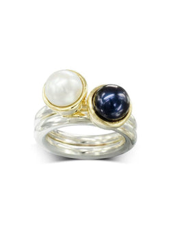 Silver Pearl Stacking Rings Ring Pruden and Smith   