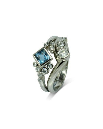 Water Bubbles Aquamarine and Diamond Engagement Ring Ring Pruden and Smith   