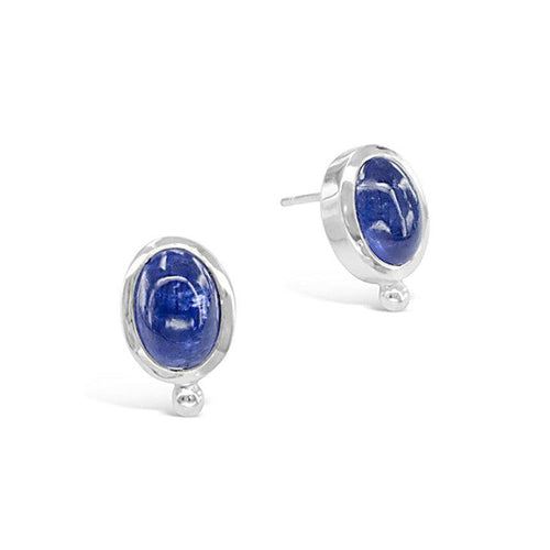 Silver Tanzanite Oval Ear Studs Earrings Pruden and Smith   