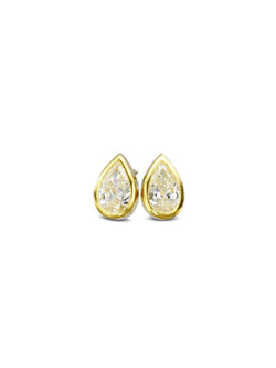 Pear Shaped Yellow Gold Diamond Stud Earrings Earrings Pruden and Smith   